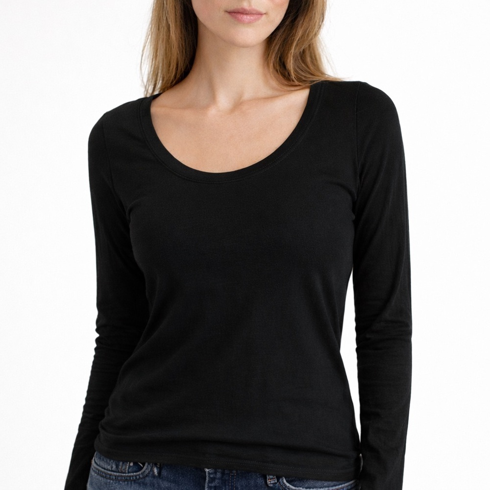 Active Basic Long Sleeve Tees - Black and Teal - Picture 2 of 15